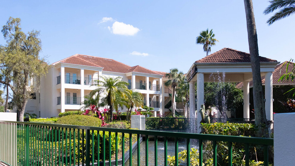 a building with a fountain in front of it